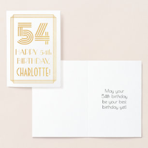 54. Geburtstag - Art Deco inspirierter Look "54" & Folienkarte