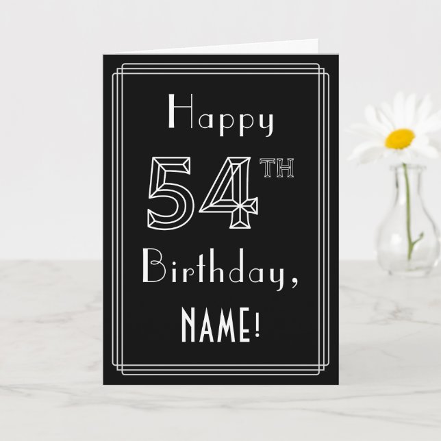 54. Geburtstag: Art Deco Stil # 54 & Individuelle  Karte (Kleine Pflanze)