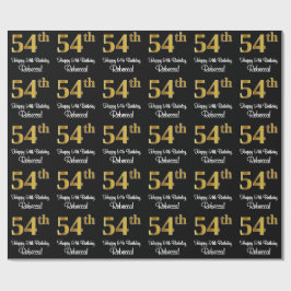 54. Geburtstag: Elegante Luxuriöse Imitate Gold Lo Geschenkpapier