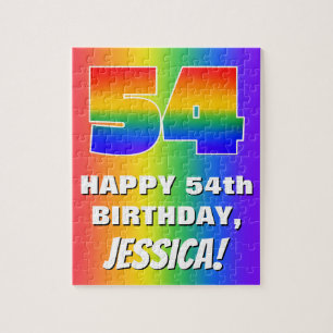 54. Geburtstag: Farbiges, lustiges Regenbogenmuste