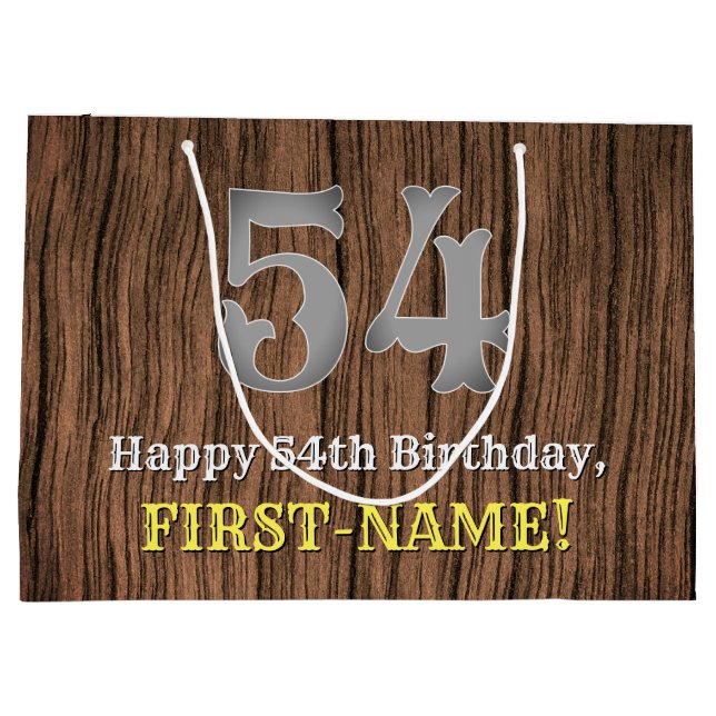 54. Geburtstag: Inspirierter Country Western Look, Große Geschenktüte (Rückseite)