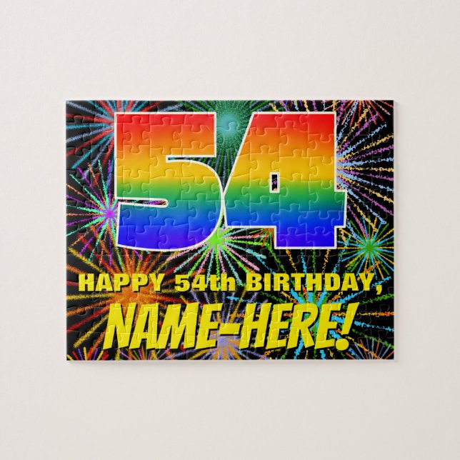 54. Geburtstag: Spaß, bunte feierliche Feuerwerke (Horizontal)