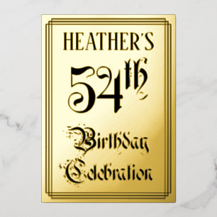 54. Geburtstagsparty — Elegantes Script + Individu Folieneinladung