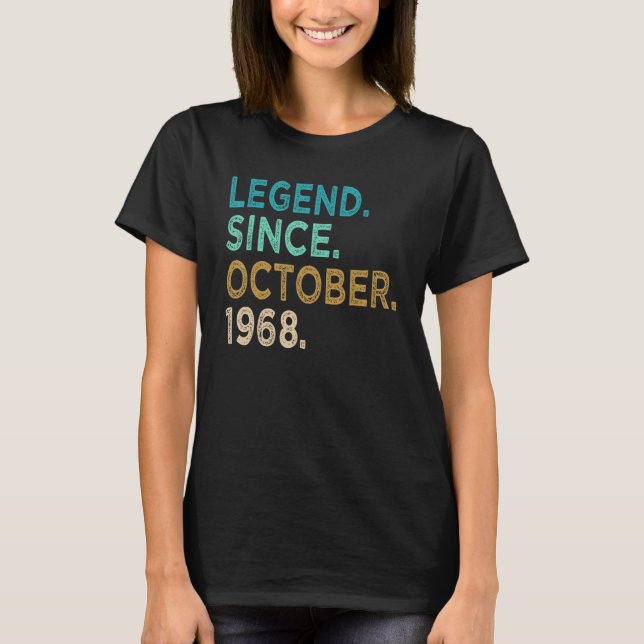 54 Jahre alte Legende seit Oktober 1968 54. Geburt T-Shirt (Vorderseite)