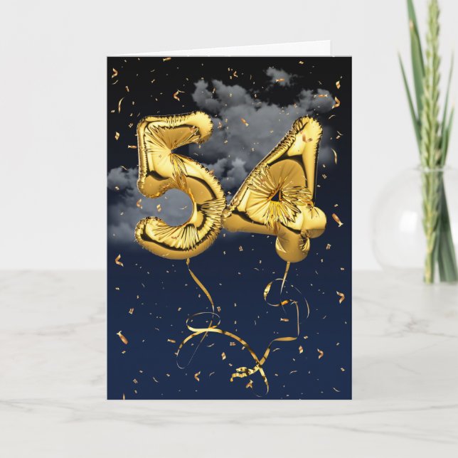 54e Anniversaire Gold Mylar Balloon et carte Confe (Devant)