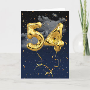54e Anniversaire Gold Mylar Balloon et carte Confe