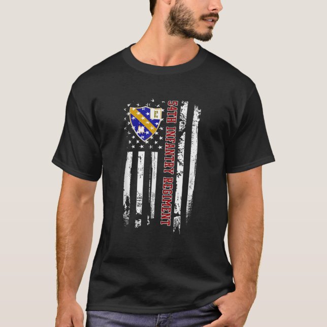 54th Infantry Regiment Veteran USA Flag Veterans T-Shirt (Vorderseite)