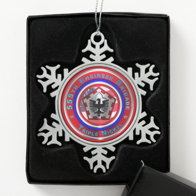 555. ENGINEER BRIGADE SCHNEEFLOCKEN Zinn-Ornament (Box)