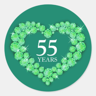 55 ans émeraude anniversaire autocollant coeur