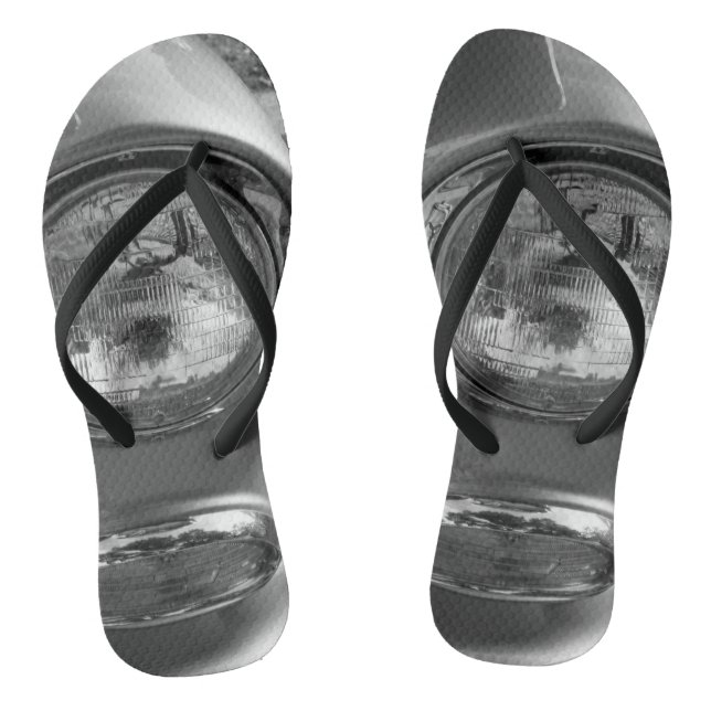55 Chevy Headlight Graustufen Flip Flops (Fußbett)