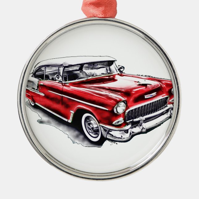 55 Chevy Silbernes Ornament (Vorne)