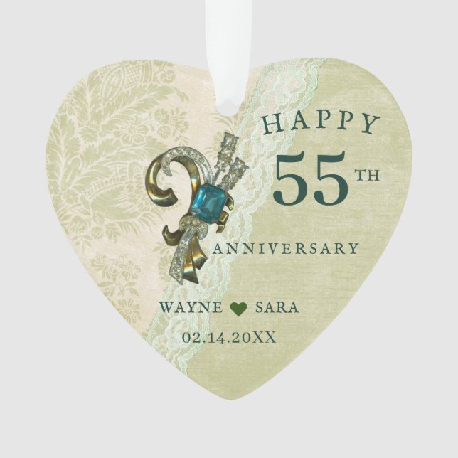 55. Emerald Jewel Wedding Jubiläum Ornament (Vorderseite)