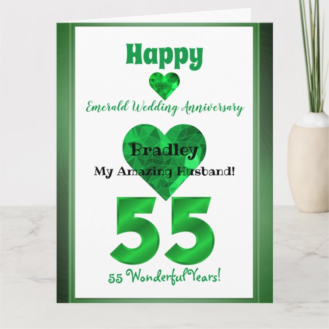 55. Emerald Wedding Jubiläumskarte für Ehemann Karte (Vorderseite)