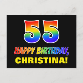 55. Geburtstag: Bold, Fun, Simple, Rainbow 55 Postkarte