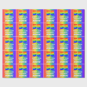 55. Geburtstag: Buntes, Lustiges Regenbogen-Muster Geschenkpapier