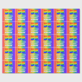 55. Geburtstag: Farbiges, lustiges Regenbogenmuste Geschenkpapier