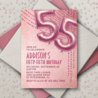 55. Geburtstag Frauen Rose Gold Einladung