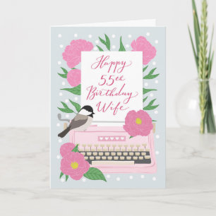 55. Geburtstag für Ehefrau Schreibmaschine und B Karte