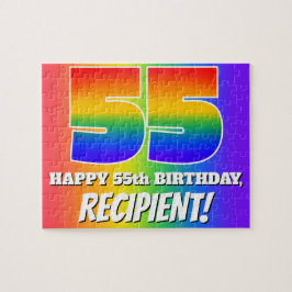 55. Geburtstag — mehrfarbiges Regenbogenmuster "55