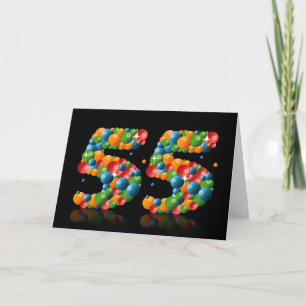 55. Geburtstag mit Zahlen aus Kugeln gebildet Karte