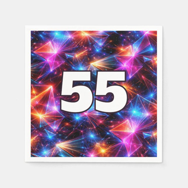 55. Geburtstag Neon-Polygon abstrakt  Serviette (Vorderseite)