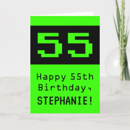 55. Geburtstag: Nerdy / Geeky Style "55" und Name Karte