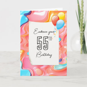 55. Geburtstag Psychedelic 3D Abstrakt Karte