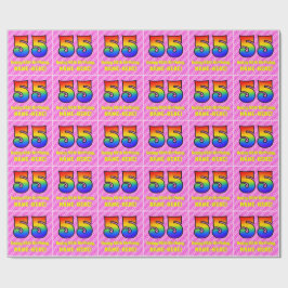 55. Geburtstag: Rosa Streifen & Herz, Regenbogen # Geschenkpapier