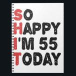 55. Geburtstag So glücklich bin ich heute 55 Gesch Notizblock<br><div class="desc">soglückyim55, unglücklich,  heute,  Geburtstag, giftidea, vatersday, lustig, jarverkauft, Papa, awsomegift, Spaß</div>