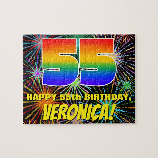 55. Geburtstag: Spaß, bunte feierliche Feuerwerke (Horizontal)