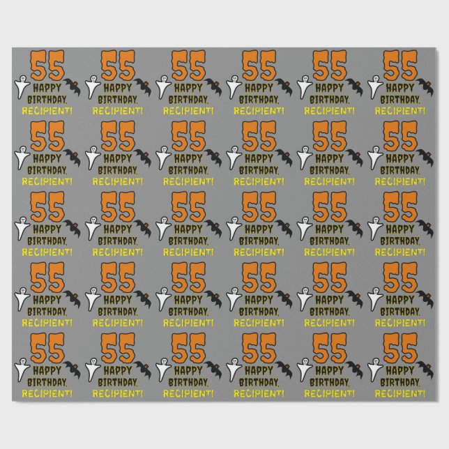 55. Geburtstag: Spooky Halloween Thema, Individuel Geschenkpapier (Flach)