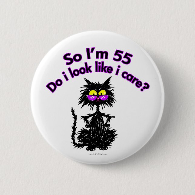 55. Geburtstags-Katzen-Geschenke Button (Vorderseite)