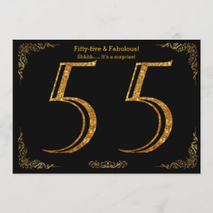 55. Geburtstags-Party, Gatsby styl, schwarzer Einladung