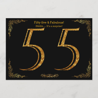 55. Geburtstags-Party, Gatsby styl, schwarzer Einladung