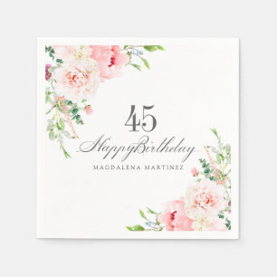 55. Geburtstagsfeier Zubehör Rosa Floral Benutzerd Serviette