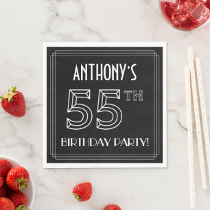 55. Geburtstagsparty: Art-Déco-Stil + Individuelle Serviette