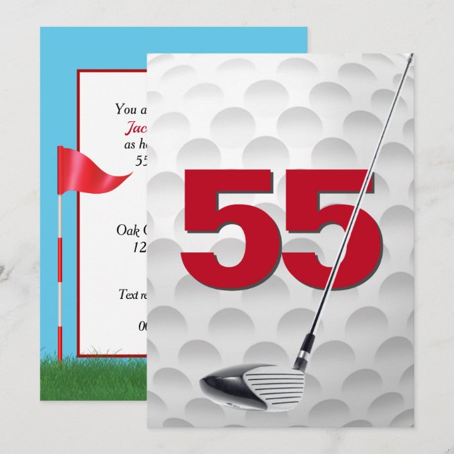 55. Geburtstagsparty Golf Thema Einladung (Vorne/Hinten)
