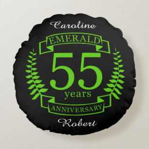 55. Hochzeit JAHRESTAG EMERALD Rundes Kissen