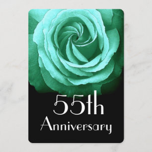 55. Hochzeitstag Emerald Green Rose A02 Einladung
