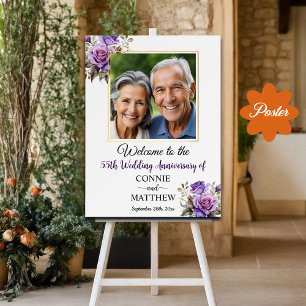 55. Hochzeitstag Gold Frame Lila Rose Poster