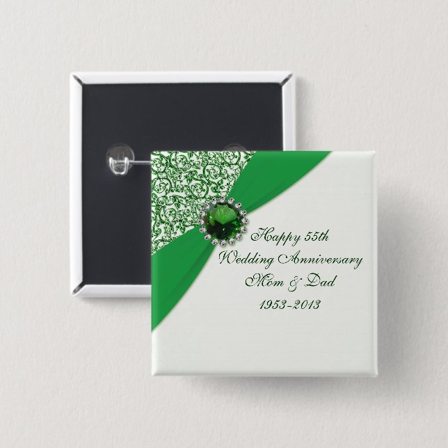 55. Hochzeitstag-Knopf Button (Vorne & Hinten)