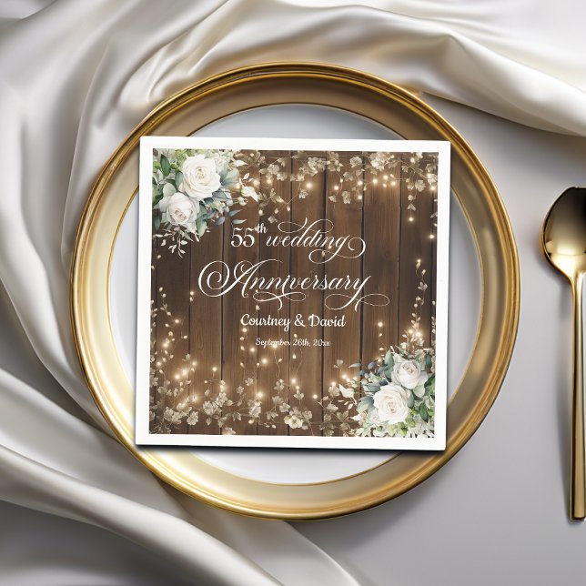 55. Hochzeitstag Rustikale Streichlichter Serviette (Von Creator hochgeladen)
