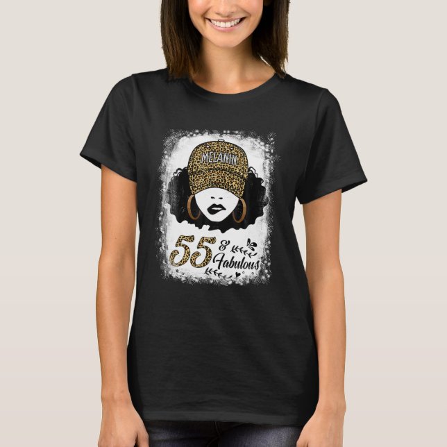 55 Jahre alt Fabulous Melanin Girl Leopard 55. T-Shirt (Vorderseite)