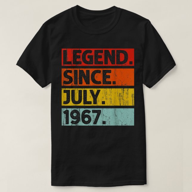 55 Jahre alte Geschenke Legend seit Juli 1967 55.  T-Shirt (Design vorne)