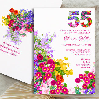 55 Jahre Elegant Garden Floral - 55. Geburtstag Einladung