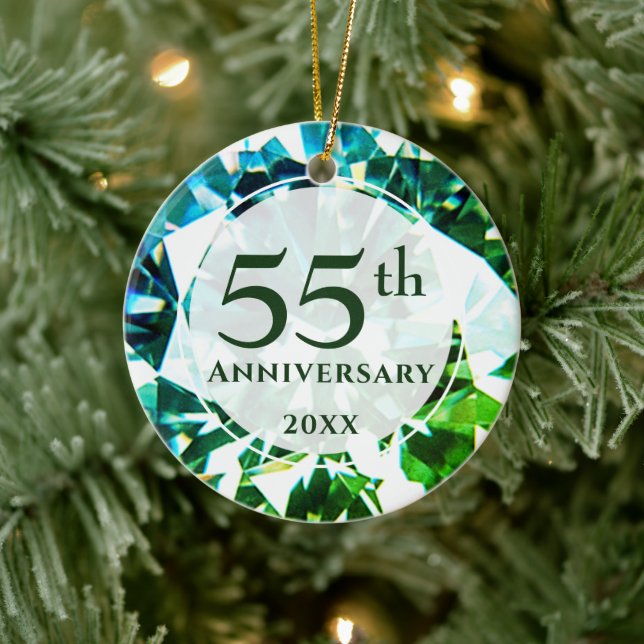 55. Jubiläum Emerald Foto Personalisiert Keramik Ornament (Baum)