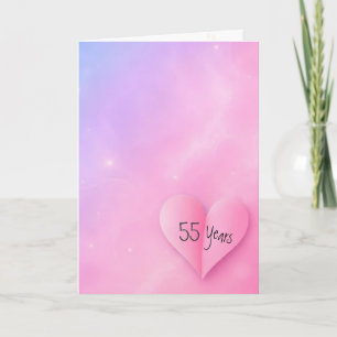 55. Jubiläum Rosa Gefaltetes Herz Karte