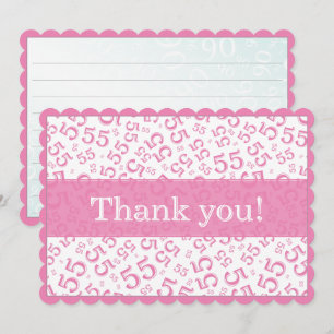 55 « Merci ! » Motif de nombres rose et blanc