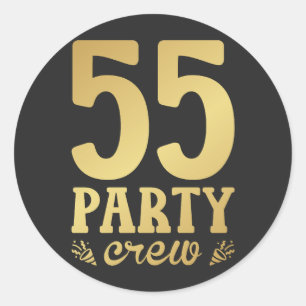 55 Party Crew 55. Geburtstag Runder Aufkleber
