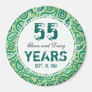 55. SmaragdHochzeitstag-Paisley-Muster Magnet